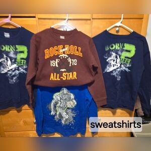 Combo Of Boys Sz L, XL, and XXL shirts, 6 Sweatshirts And 1 Zip Up Hoodie
